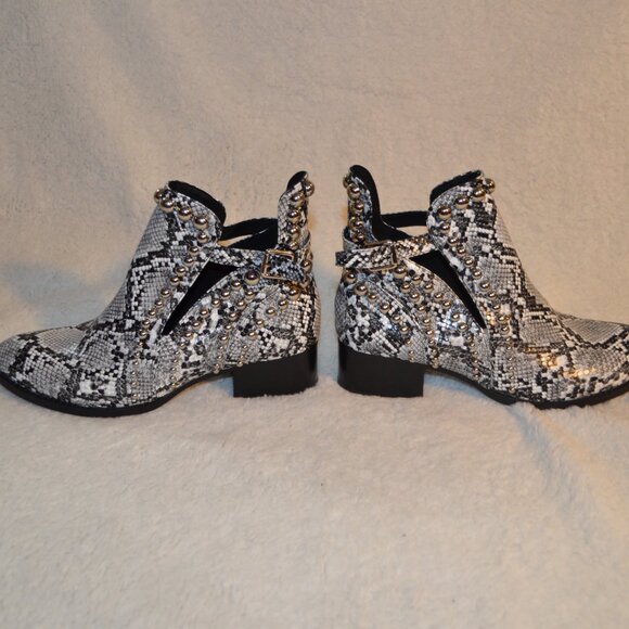 Jeffrey Campbell rylance studded booties white & black snakeskin s10 fits like 9 - Picture 12 of 16